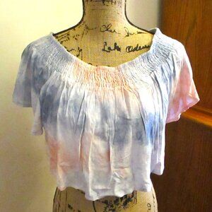 NWT!! Kiwi + Punch Miami Crop Top Pink & Blue (Blush Storm) Tie Dye, Size S